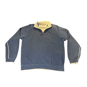Tommy‎ Bahama Sweater Mens Small Blue Ribbed Reversible 1/4 Zip Pullover Fishing